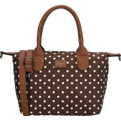 Charm London dámská kabelka Buckingham 6 5L tmavě hnědá s puntíky