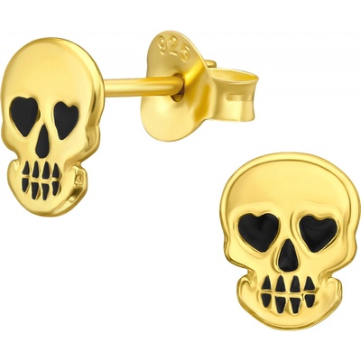 Majya stříbrné náušnice SKULL 10724