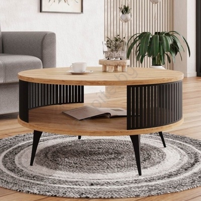 Mirjan24 Масичка за кафе ROENNI 44x75 см черен/златист дъб (MJ0129)