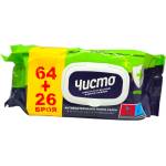  Чисто, Антибактериални мокри кърпи Fresh 64+26 бр