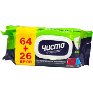  Чисто, Антибактериални мокри кърпи Fresh 64+26 бр