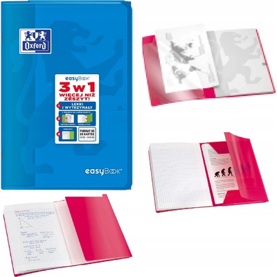 Oxford Zošit Easybook B5 3v1 kockovaný s okrajom mix