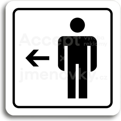 ACCEPT Piktogram WC muži vlevo - bílá tabulka - černý tisk