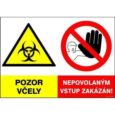 RAFO Samolepka Pozor včely / Nepovolaným vstup zakázán Velikosti: A5 (15 x 21 cm)