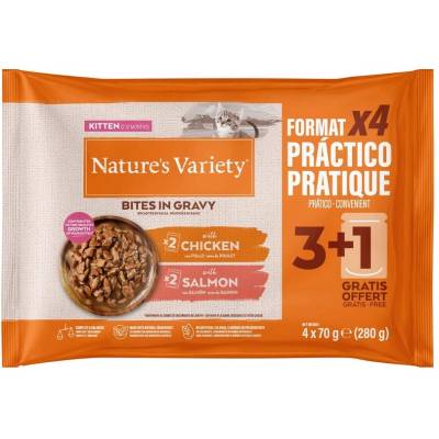 Nature's Variety Kitten Bites in Sauce s kuřecím a lososem 44 x 70 g