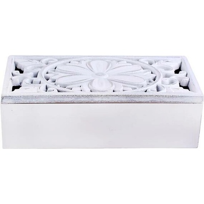 TORO KRABIČKA 23X11X7CM 3 PŘEPÁŽKY UVNITŘ DŘEVO BÍLÁ – Zboží Dáma