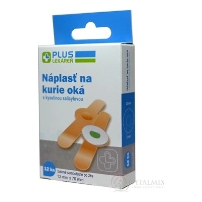 PLUS LÉKÁRNA Náplast na kuří oka s kyselinou salicylovou 12 mm x 70 mm 12 ks