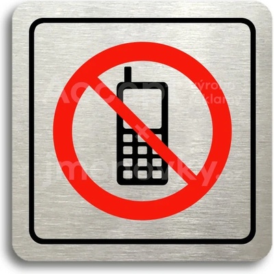 ACCEPT Piktogram zákaz telefonování - stříbrná tabulka - barevný tisk