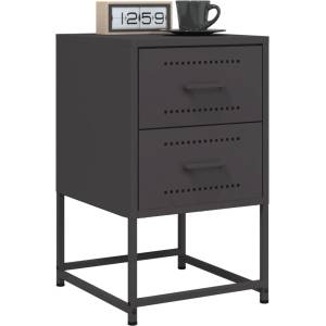 vidaXL Нощни шкафчета 2 бр черен 36x39x60, 5 см стомана (846459)