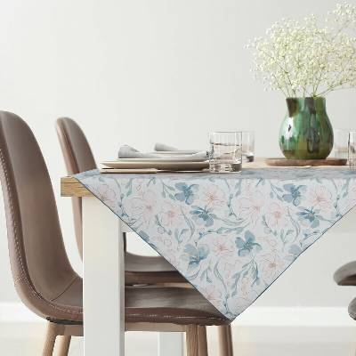 Takoy Přírodní stolní běhoun 85 x 85 cm INES 10 ve světle modré barvě s potištěným motivem pastelových květin.-HF-468569 | 85 x 85 cm