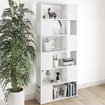 vidaXL Regálová knihovna Room Divider White 80x24x186 cm Dřevěné konstrukce
