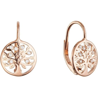 Pavona Pozlacené stříbrné náušnice strom života se zirkony 11712.1 rose gold