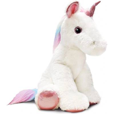 Tea Toys Плюшен еднорог с блестящ рог Tea, 54 см, Бял/Многоцветен