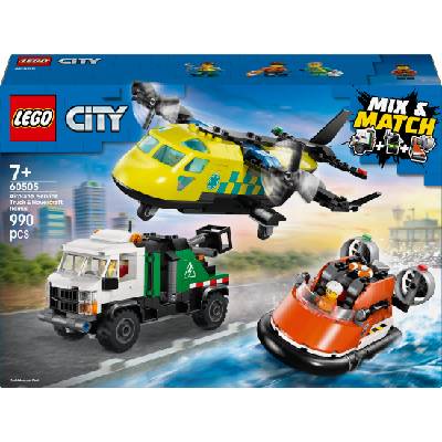 Конструктор LEGO City - Самолет, сервизен камион и лодка на въздушна възглавница, ремикс (60505) (60505)