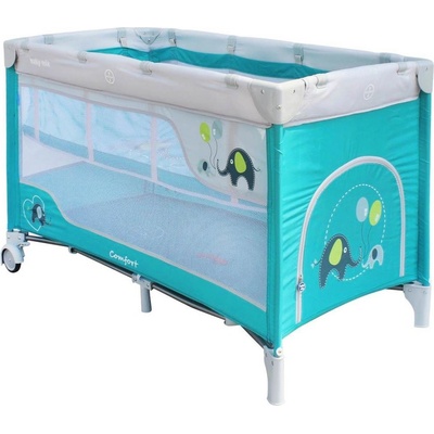 Baby Mix Cestovná postieľka Slony modrá
