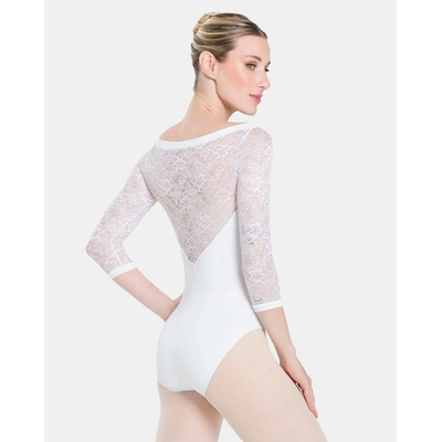 So Danca trikot s čipkou, 3/4 rukávy SL109 biely