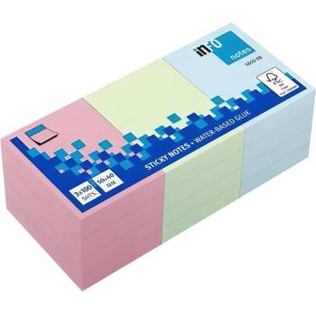 Info notes Самозалепващи, Лепящи листчета 50x40 мм, пастелни цветове, 12 броя в опаковка