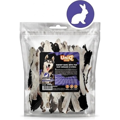 Uniq Pets Dog Snacks Natural Rabbit Ears with Fur натурални заешки уши с козина за кучета, 300 г