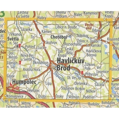 KČT 46 Havlíčkobrodsko - nástěnná turistická mapa 90 x 60 cm Varianta: mapa v dřevěném rámu, Provedení: Ticiago černý