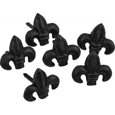 Mystic Colonial Hardware Litinové ozdobné hřeby Fleur de Lis, 25 mm – sada 6 ks