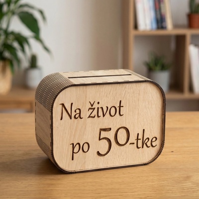 Karls DESIGN Drevená pokladnička na život po 50-tke - Bez otvárania , BIELA 0101