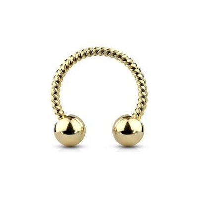 Šperky4U zlatý piercing podkova vroubkovná PV1005GD-1208