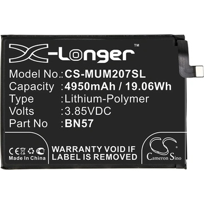 Cameron Sino Xiaomi Poco X3 Pro / Poco X3 NFC CAMERON SINO Li-Polymer батерия 3.85V/4950mAh, съвместима с Poco BN57, ЧЕРНА CS-MUM207SL (CS-MUM207SL)