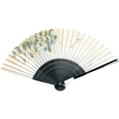 Japonský hedvábný vějíř Butterfly Beige