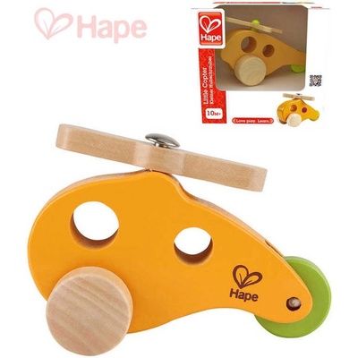 HAPE DŘEVO Baby helikoptera mini oranžová
