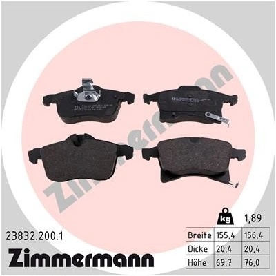 Sada brzdových destiček, kotoučová brzda ZIMMERMANN 23832.200.1