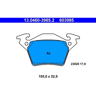 Sada brzdových destiček, kotoučová brzda ATE 13.0460-3985.2