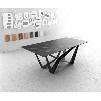 DELIFE Edge 200 x 100 cm keramika LaminamNoir Desir hnědý středová podnož kříž černá