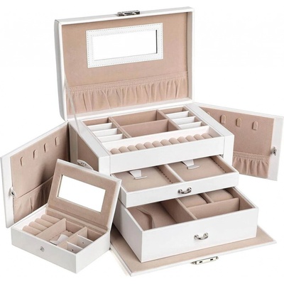 Songmics šperkovnice se zrcátkem Trolas krémová