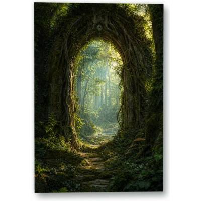 Plakát – Lesní cesta pod klenutým průchodem 90 × 135 cm Bez rámu Ne Bez rámu