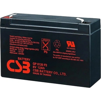CSB-Battery Акумулаторна батерия CSB, 6V, 12Ah, T2 конектори (GP6120F2)