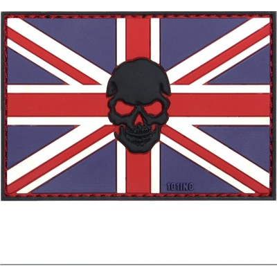 Gumová nášivka 101 Inc Skull vlajka Veľká Británia - farebná