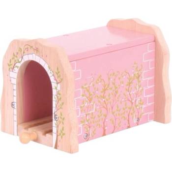 Image 1 of Bigjigs Toys - Дървен тухлен тунел с релса - Розов BJT233