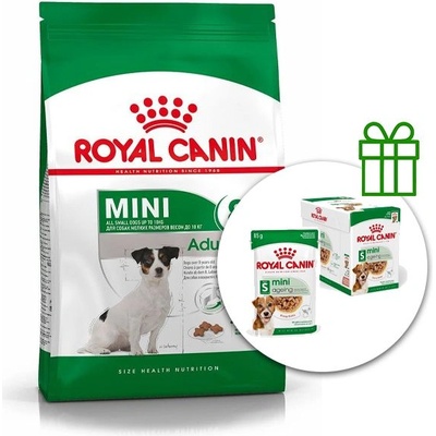 Royal Canin Mini Adult 8+ гранули за възрастни стари кучета 8 кг + 12 пауча безплатно