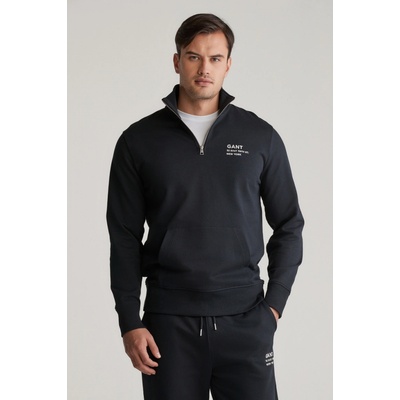 GANT SCRIPT GRAPHIC HALF ZIP SWEAT black