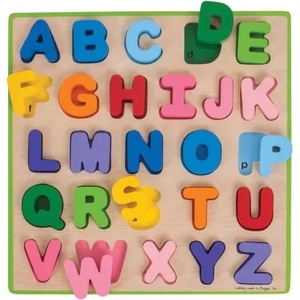 Bigjigs Toys Цветен дървен азбучен пъзел (bb055)