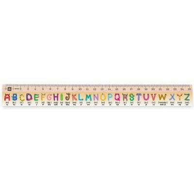 Metrie Didakt-M07 Dřevěné pravítko s potiskem Alphabet 25 cm