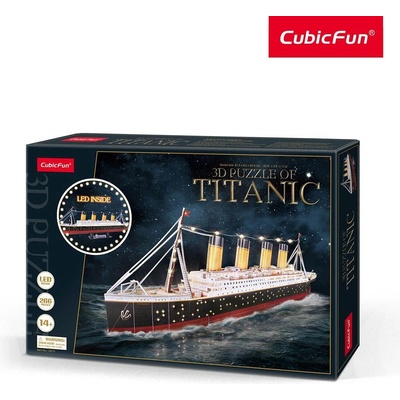 CubicFun Пъзел 3D Кораб Titanic 266ч. LED inside (1006463F)