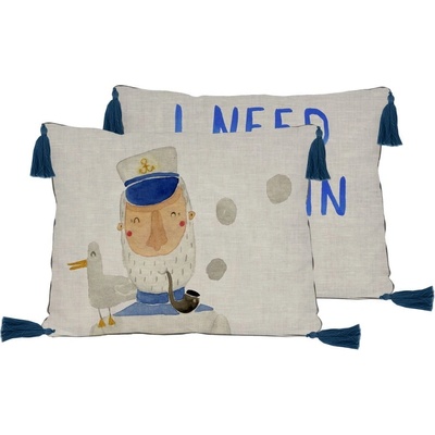 Little Nice Things Béžový vankúš s prímesou ľanu Captain 50x35