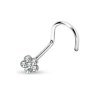 Šperky4U zahnutý piercing do nosu kytička N01062-C