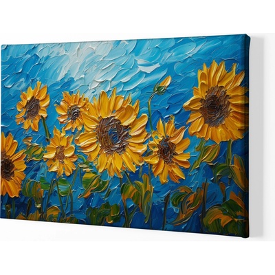 Obraz na plátně - Nebeské slunečnice FeelHappy.cz Velikost obrazu (šířka x výška): 120 x 80 cm