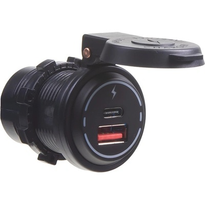 STU 34674 USB QC3.0 + USB-C PD 18W zásuvka 12/24V, voděodolná