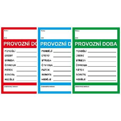 Arch Informační cedulka Provozní doba A4 mix