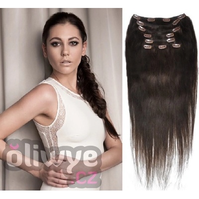Vlasy clip in on remy 02 tmavě hnědá 50cm – Zboží Dáma
