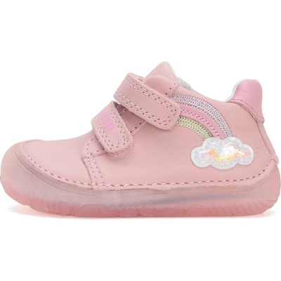 D.D.step Detské dievčenské kožené topánky Barefoot baby pink S07351424A