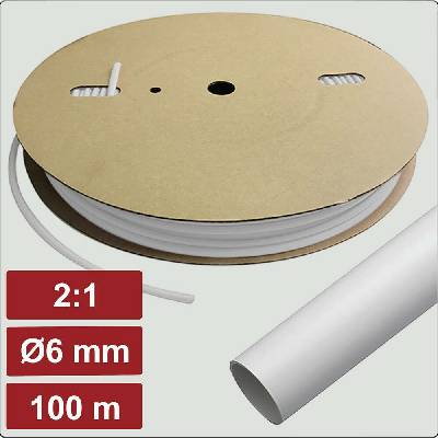 Electronic Garage EG25CA025 zmršťovacia bužírka bez lepidla biela 6 mm 3 mm Pomer zmrštenia:2:1 100 m